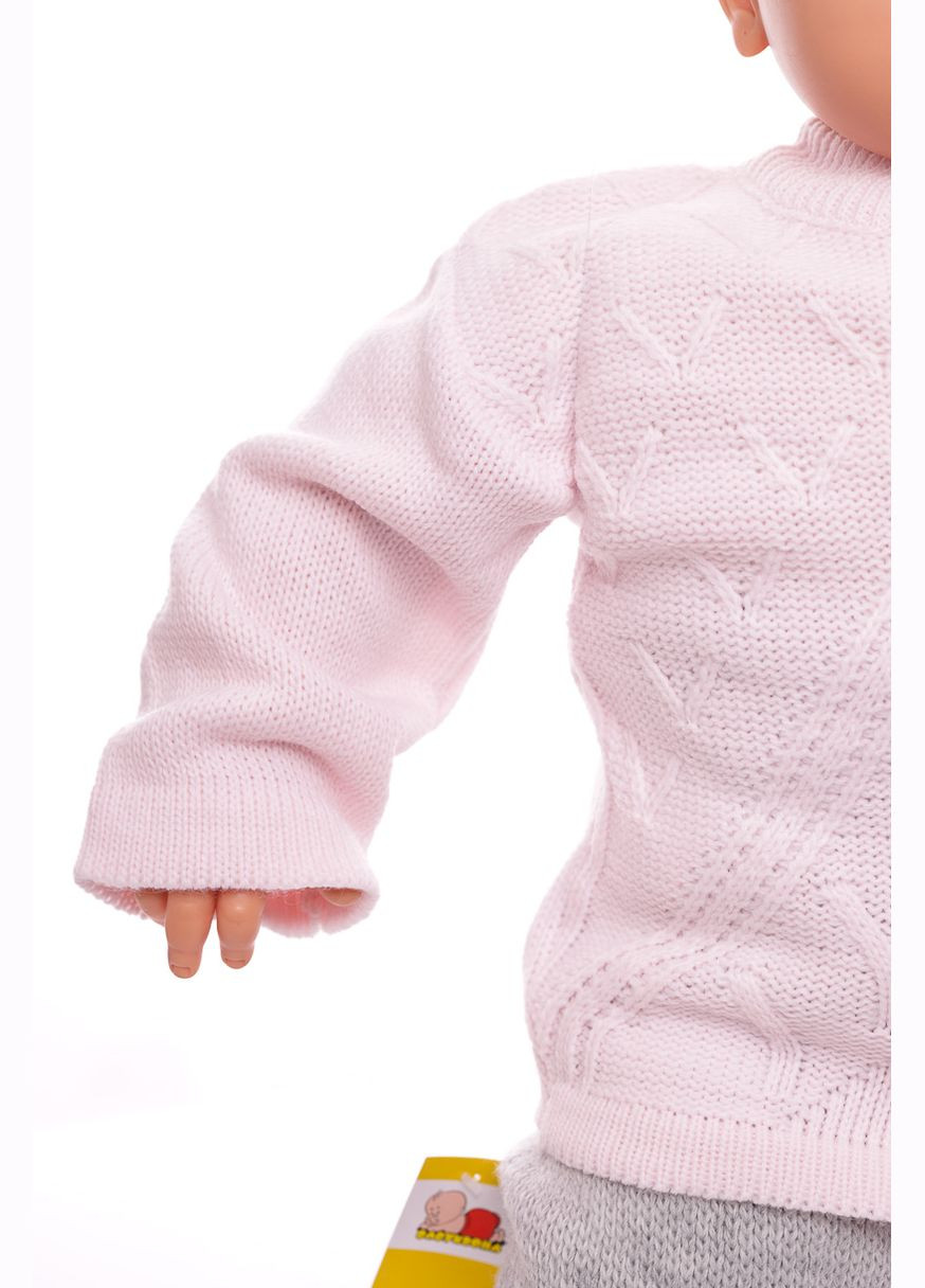 Рожевий демісезонний костюм з довгим рукавом для дівчинки в'язаний ведмедик сірий 68 см (37600) BABYKROHA