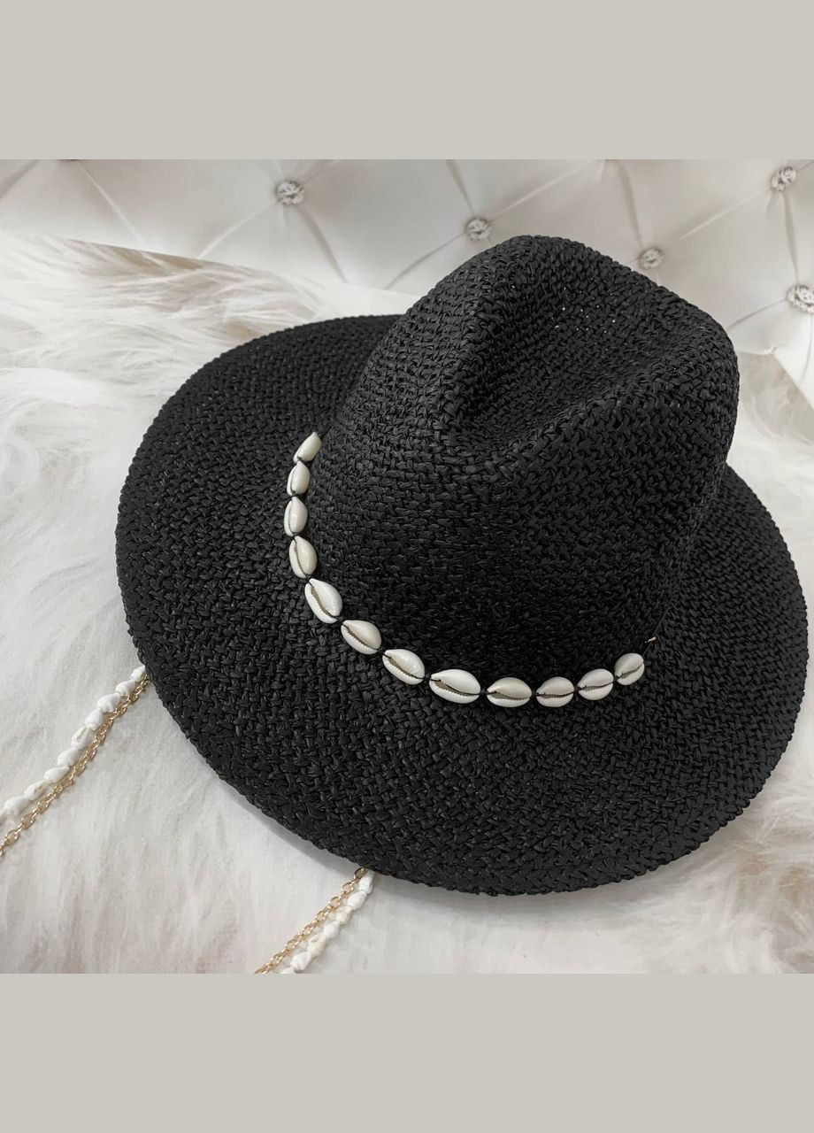 Летняя плетеная шляпа Федора с цепочкой и ракушками Paradise No Brand (293815335)