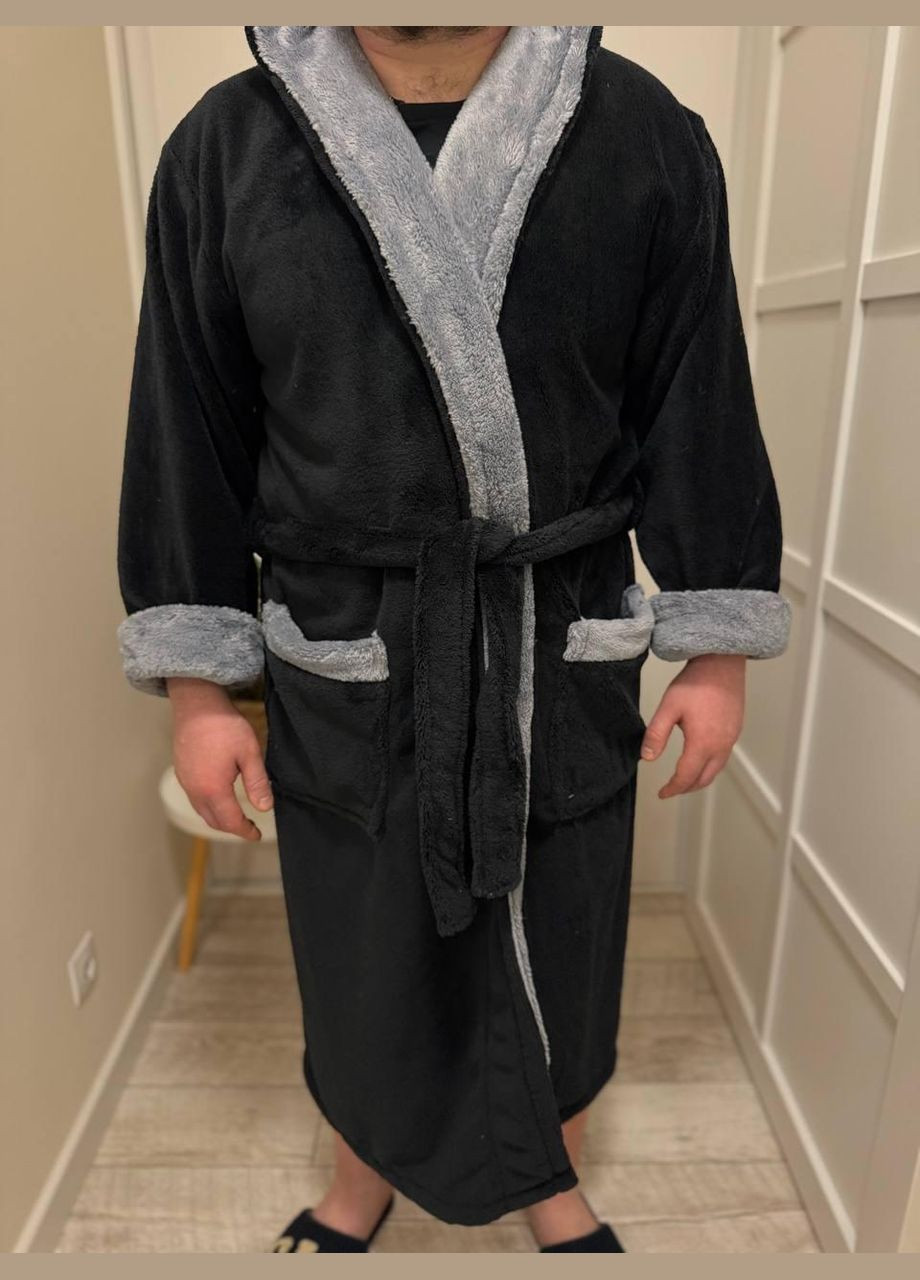 Домашній халат XXL Чорний (П4К-Al-male-halat-011-03) No Brand (356515906)
