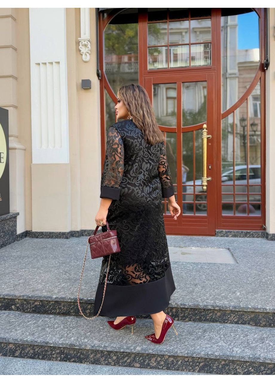 Чорна сукня жіноча нарядна з візерунком сітка No Brand