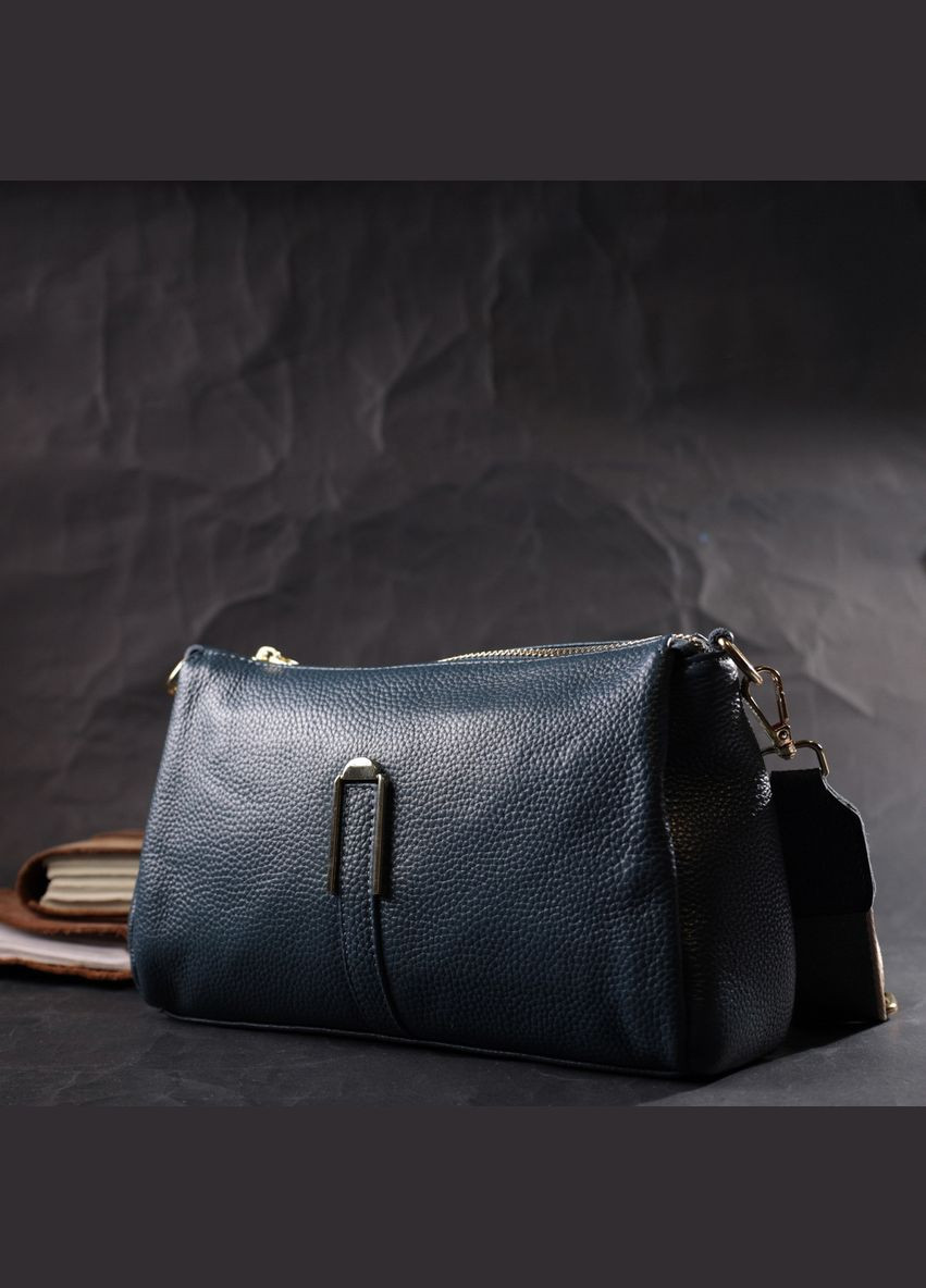 Женская практичная сумка через плечо из натуральной кожи 22287 Синяя Vintage (298569126)