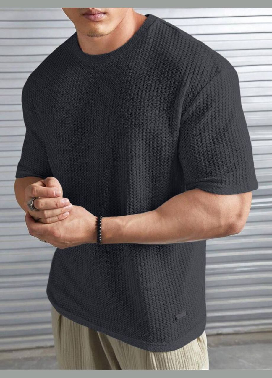 Графитовая футболка мужская с коротким рукавом No Brand