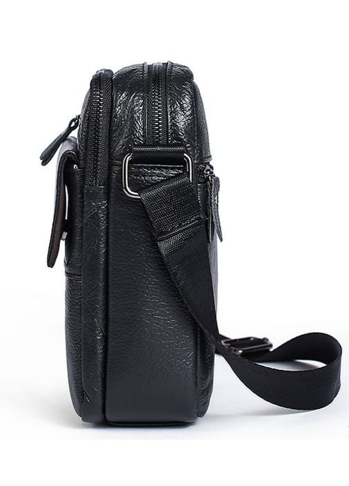 Сумка чоловіча через плече шкіряна зерниста 14704 Чорна Vintage (302007991)