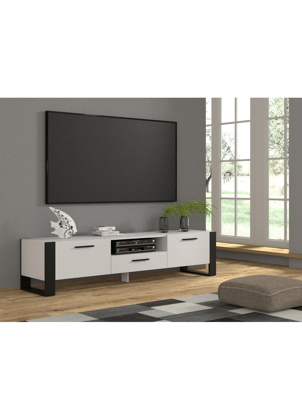 Тумба TV трехдверная Nuka 200 белая Bim Furniture (291124524)