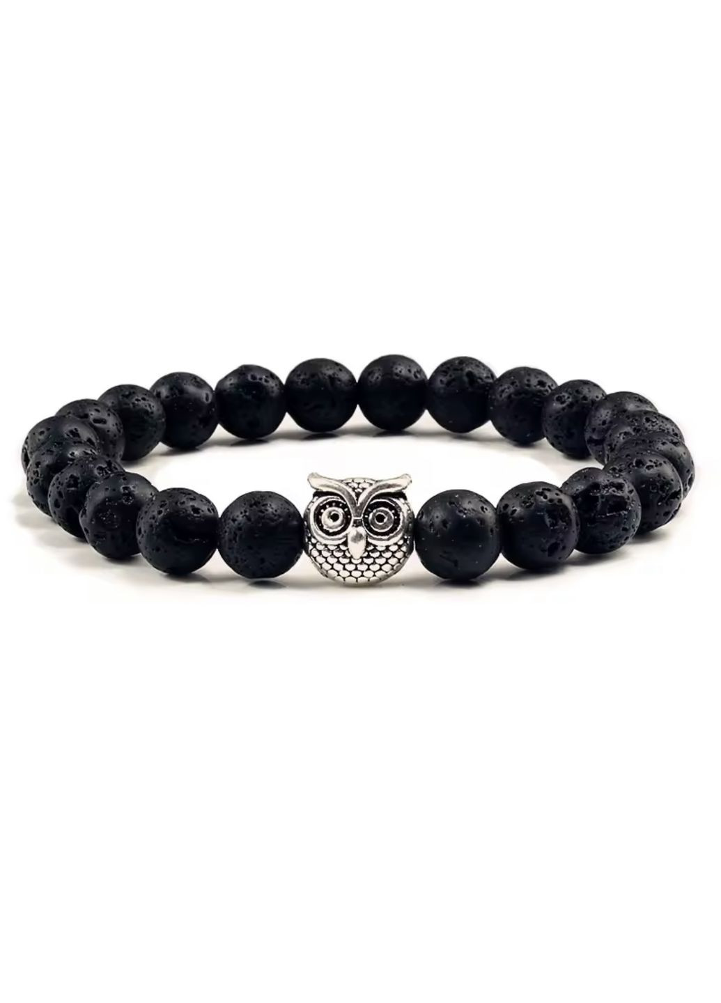 Браслет із лавового каменя зі сріблястою совою (16003) Hemst (315752511)