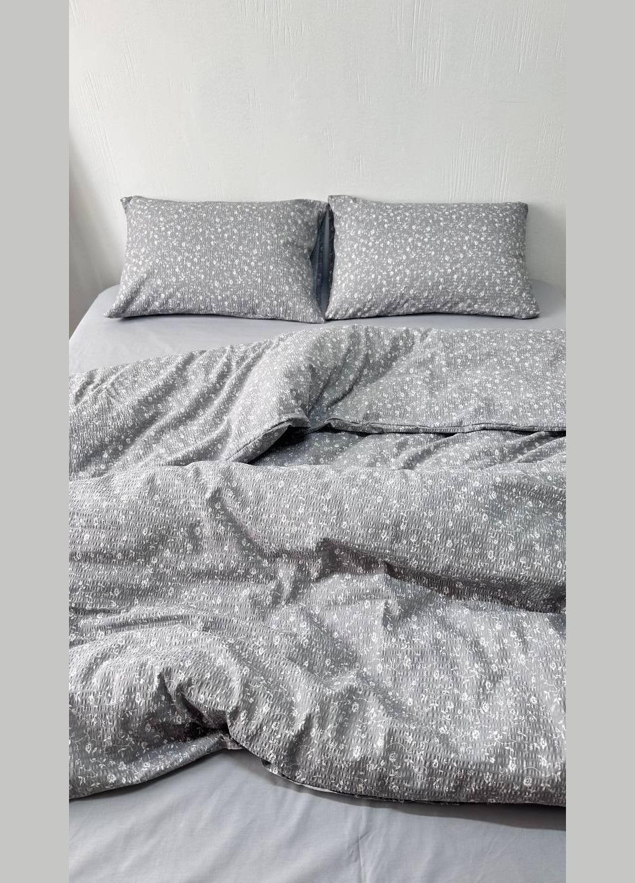 Постельное белье из натурального хлопка Ранфорс жатка Евро 200 x 220 см Серый (П1Е5400-1-02) No Brand (348094936)