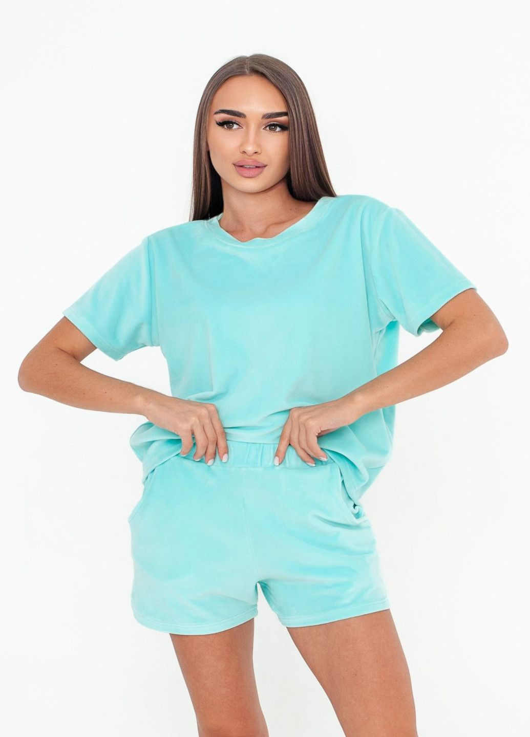М'ятна всесезон піжама жіноча комплект (футболка та шорти) lingerie футболка + шорти Serenade