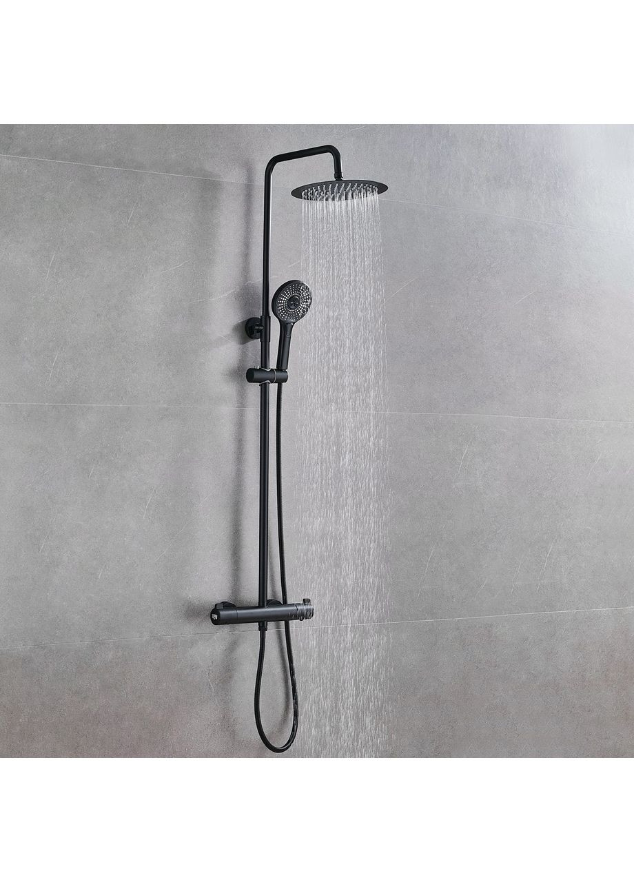 Черная душевая система с термостатом наружного монтажа для душа Nett SSB-24 (352261568)