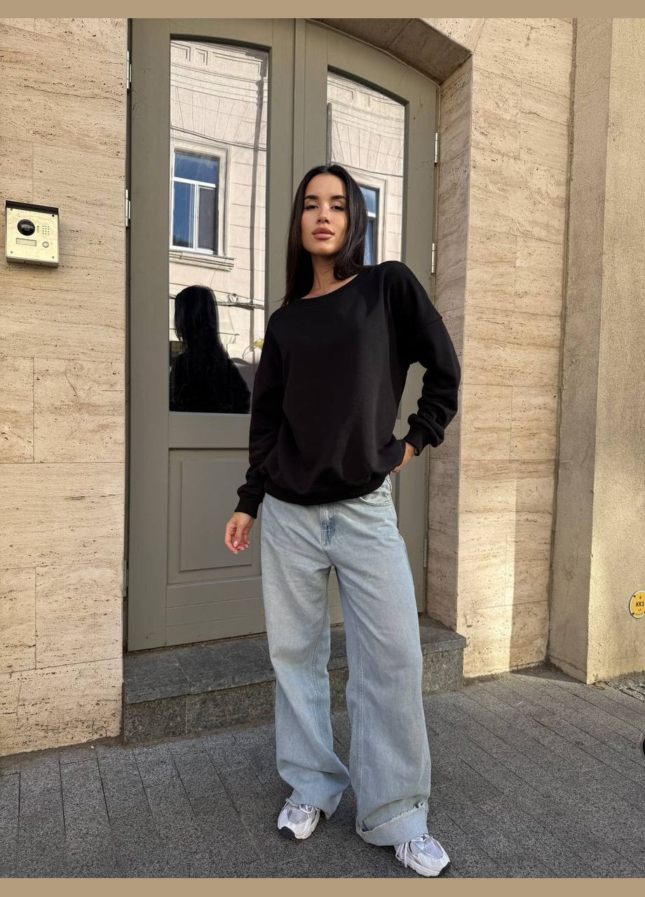 Чорний жіночий базовий світшот Avanti однотонний без декору (347164156)