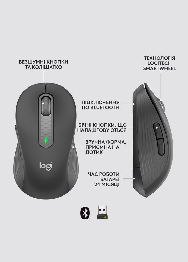 Мишка Signature M650 L Wireless Mouse for Business Graphite (910-006348) Logitech (280938938)