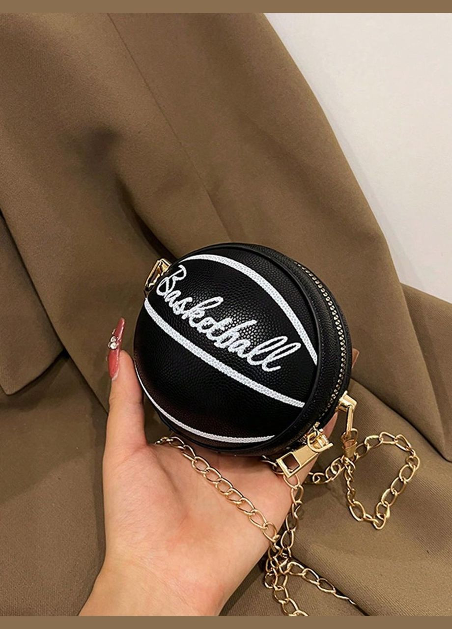 Жіноча кругла сумка маленька 10407 BASKETBALL м'яч на ланцюжку чорна No Brand (313235516)