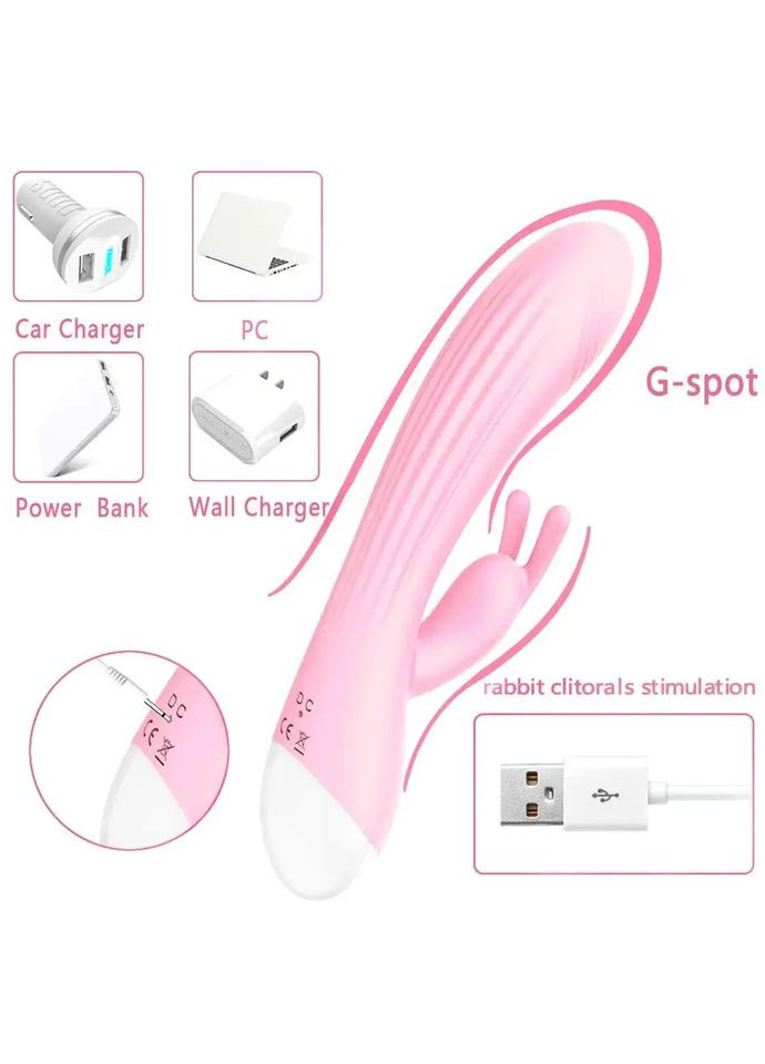 Вибратор-кролик для женщин, мощный стимулятор точки G и женского клитора. розовый No Brand (316553376)