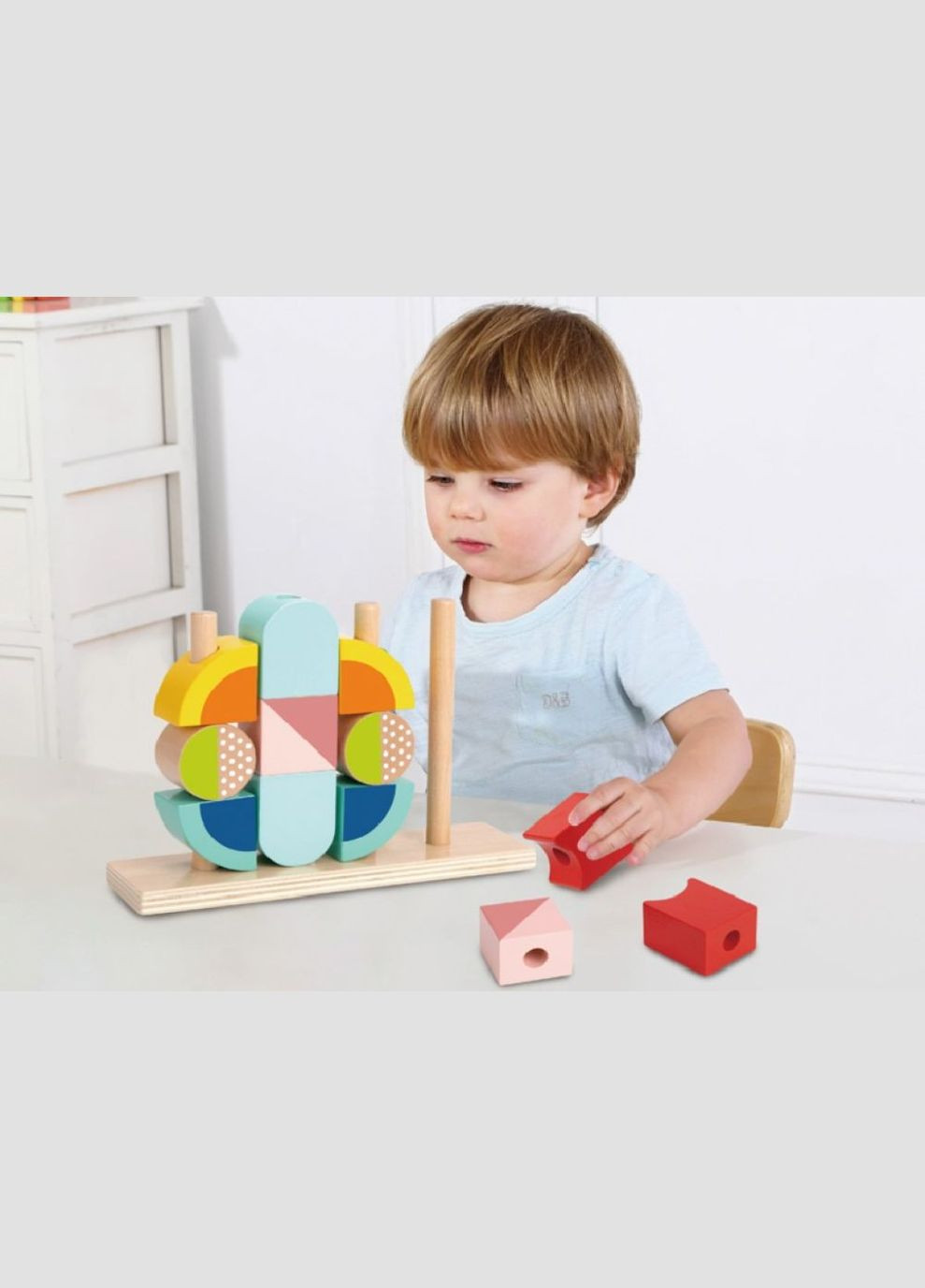 Дерев'яна гра Вертикальний пазл - пірамідка Tooky toy (304625535)