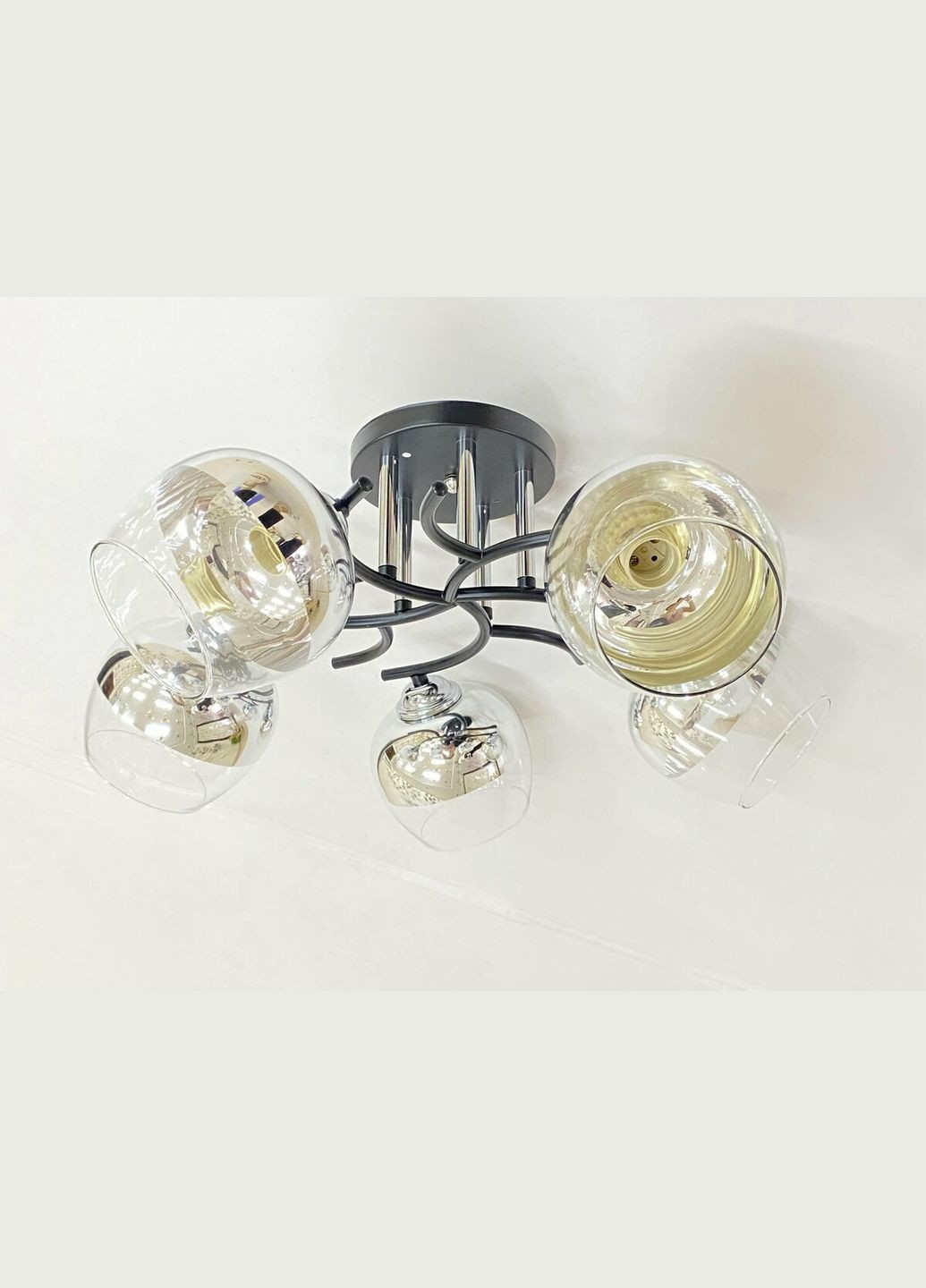 Стельова Люстра на 5 плафонів 6978A/5 (Чорний+Хром) Valeso (346267242)