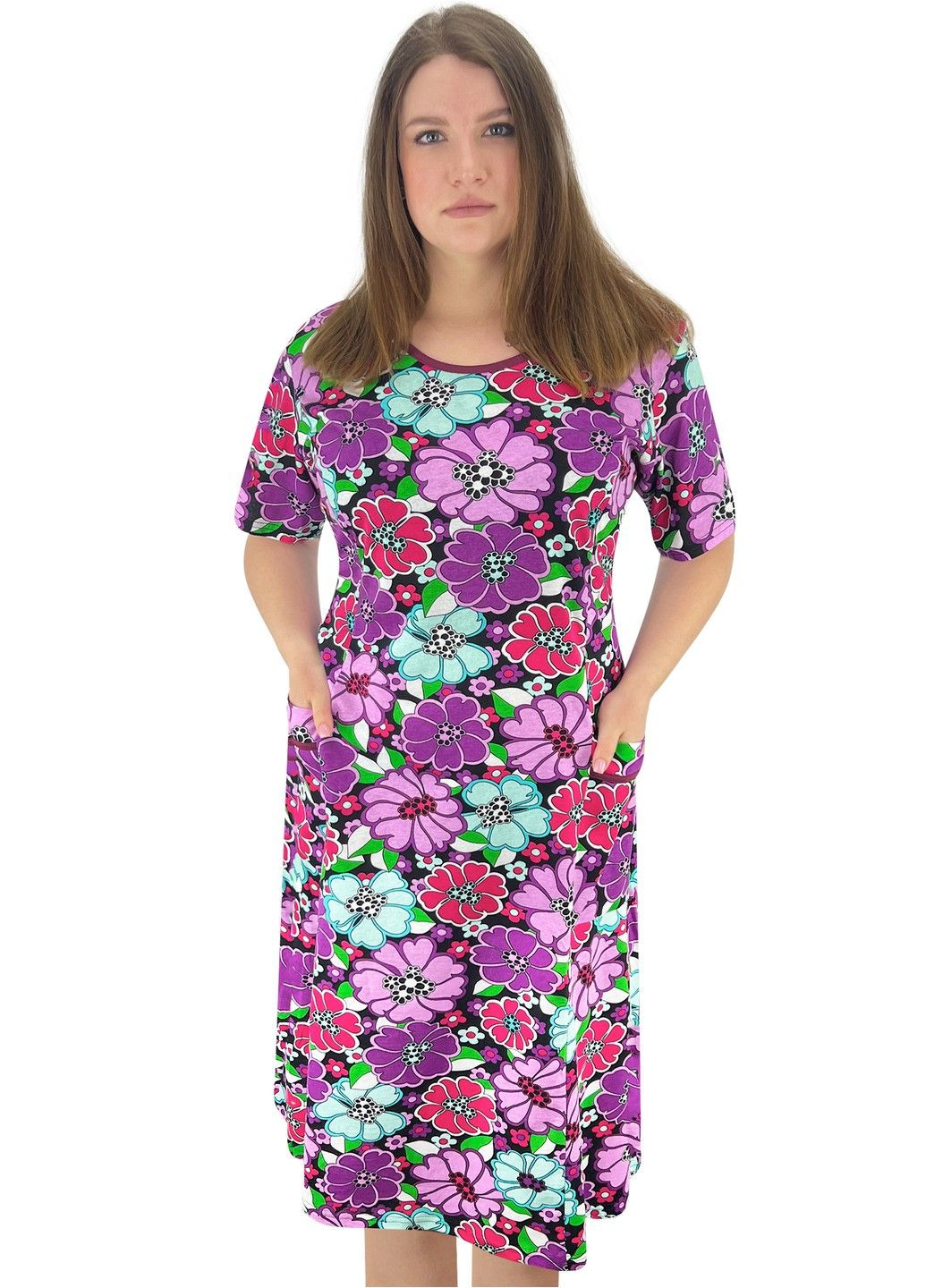 Фіолетова повсякденний, домашній сукня жіноча квіти Жемчужина стилей з квітковим принтом