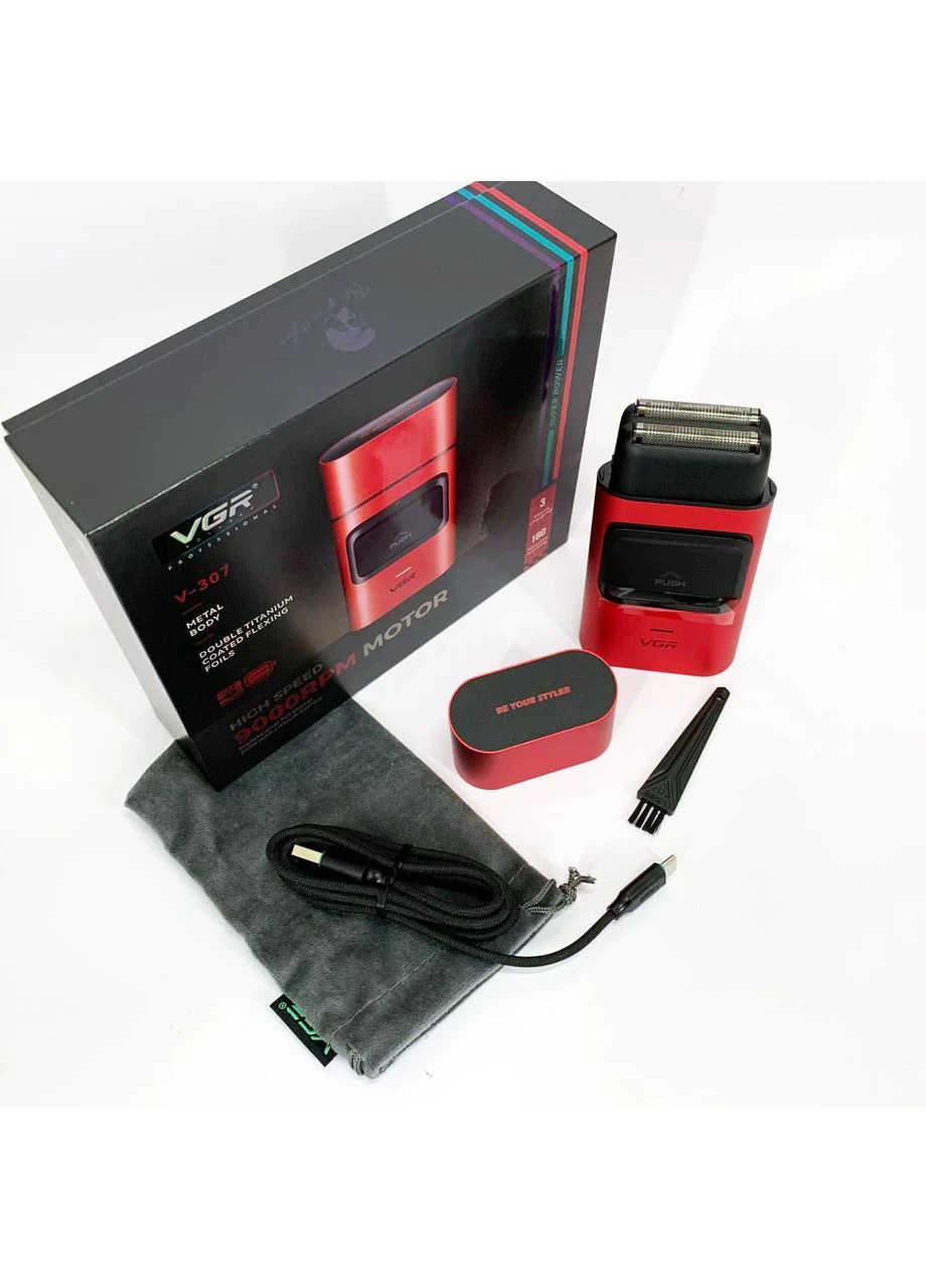 Электробритва-шейвер для бороды и лица V-307 RED металлический корпус VGR (364666095)