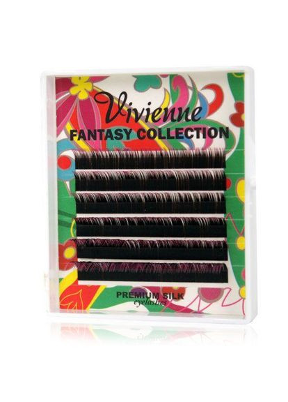 Двоколірні вії Чорний/Малиновий Fantasy Collection товщина 0,10 вигин З мікс 8-13 VIVIENNE (314932686)