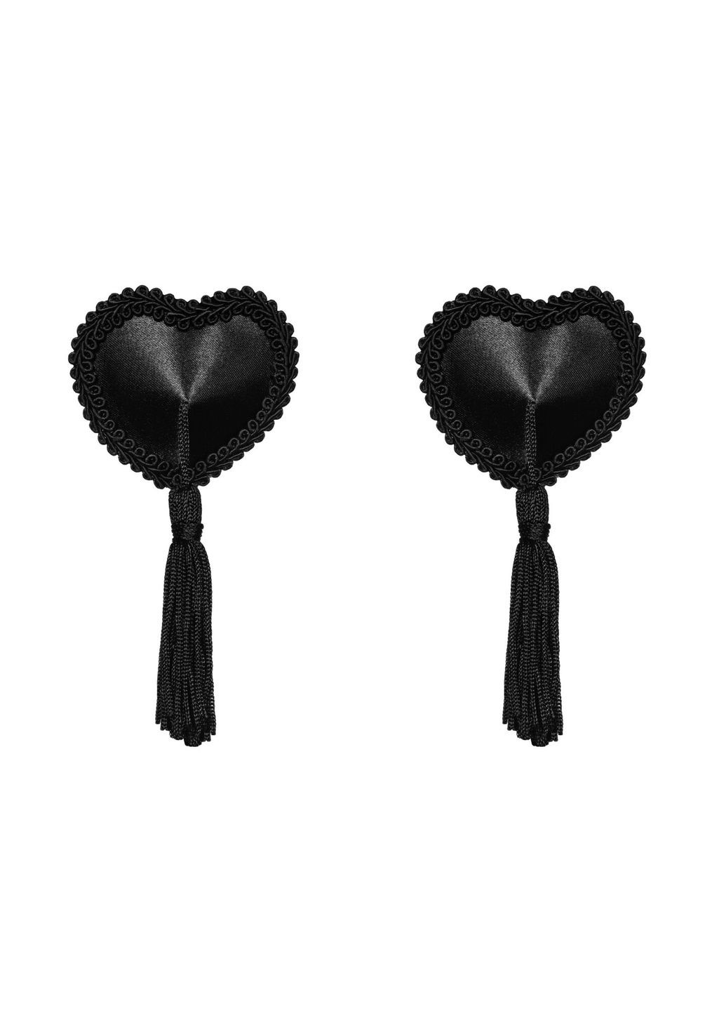 Эротические наклейки на соски с кисточками Tassel nipple covers black, черные Obsessive (297865715)