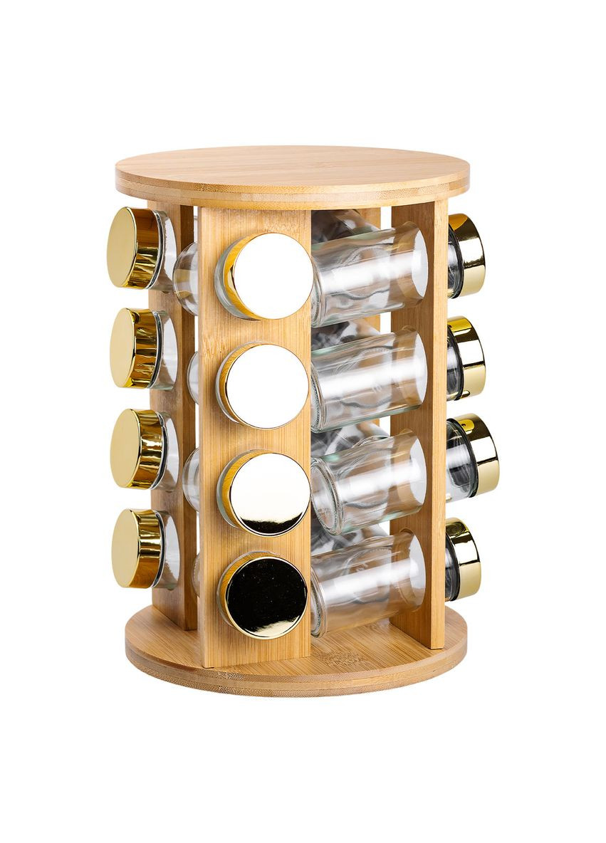 Набор для специй на деревянной подставке 16 стеклянных емкостей для приправ Jooki (358706312)