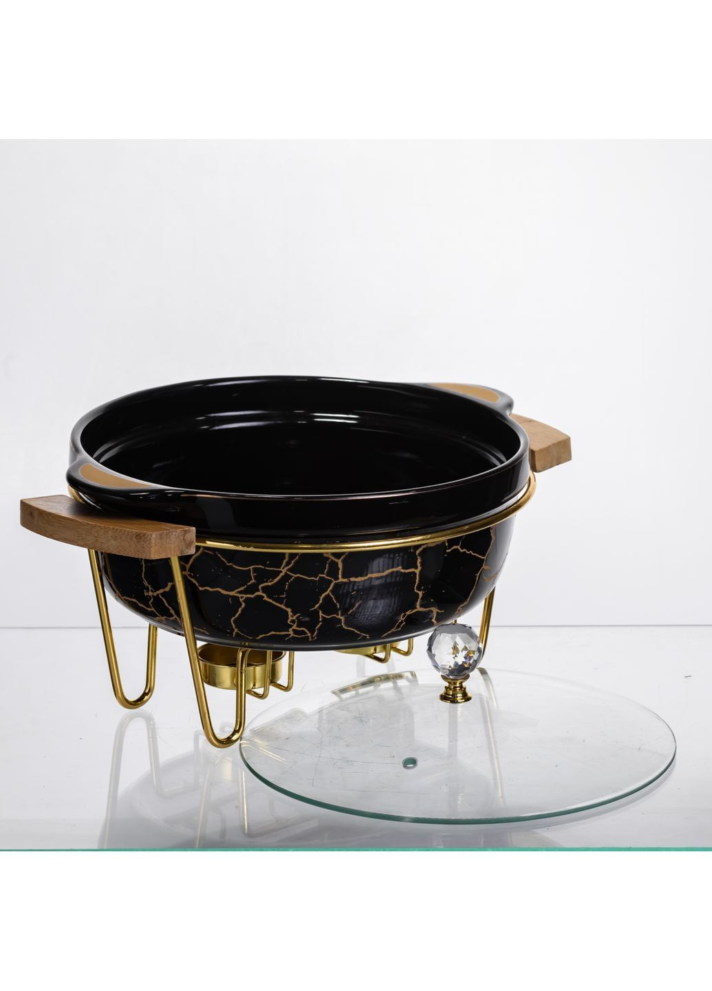 Мармітниця порцелянова для перших страв 1,3 л, чорний мармур LC-717 No Brand (366830562)