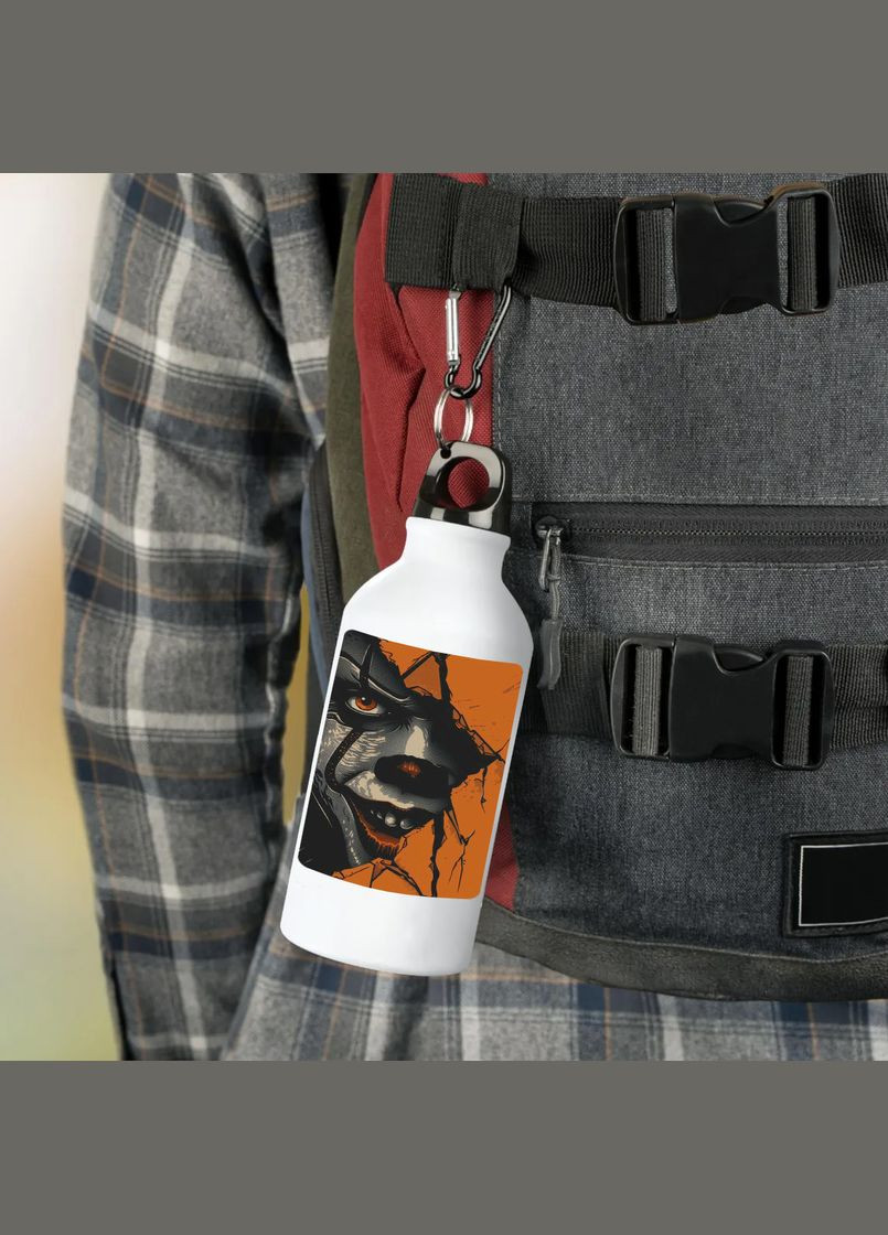 Фляга (бутылка) для воды с карабином 500 мл Металлическая (Туристическая, Для кемпинга, Для спорта) #199 500 мл Белый No Brand (323639475)