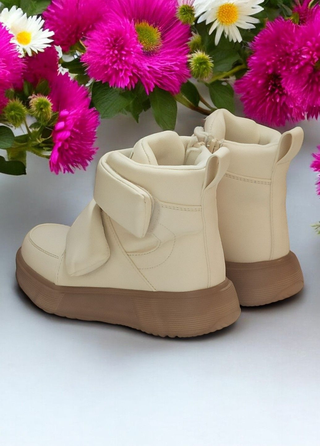 Демісезонні черевики хайтопи утеплені для дівчинки на липучках 512 бежеві Clibee (301940112)
