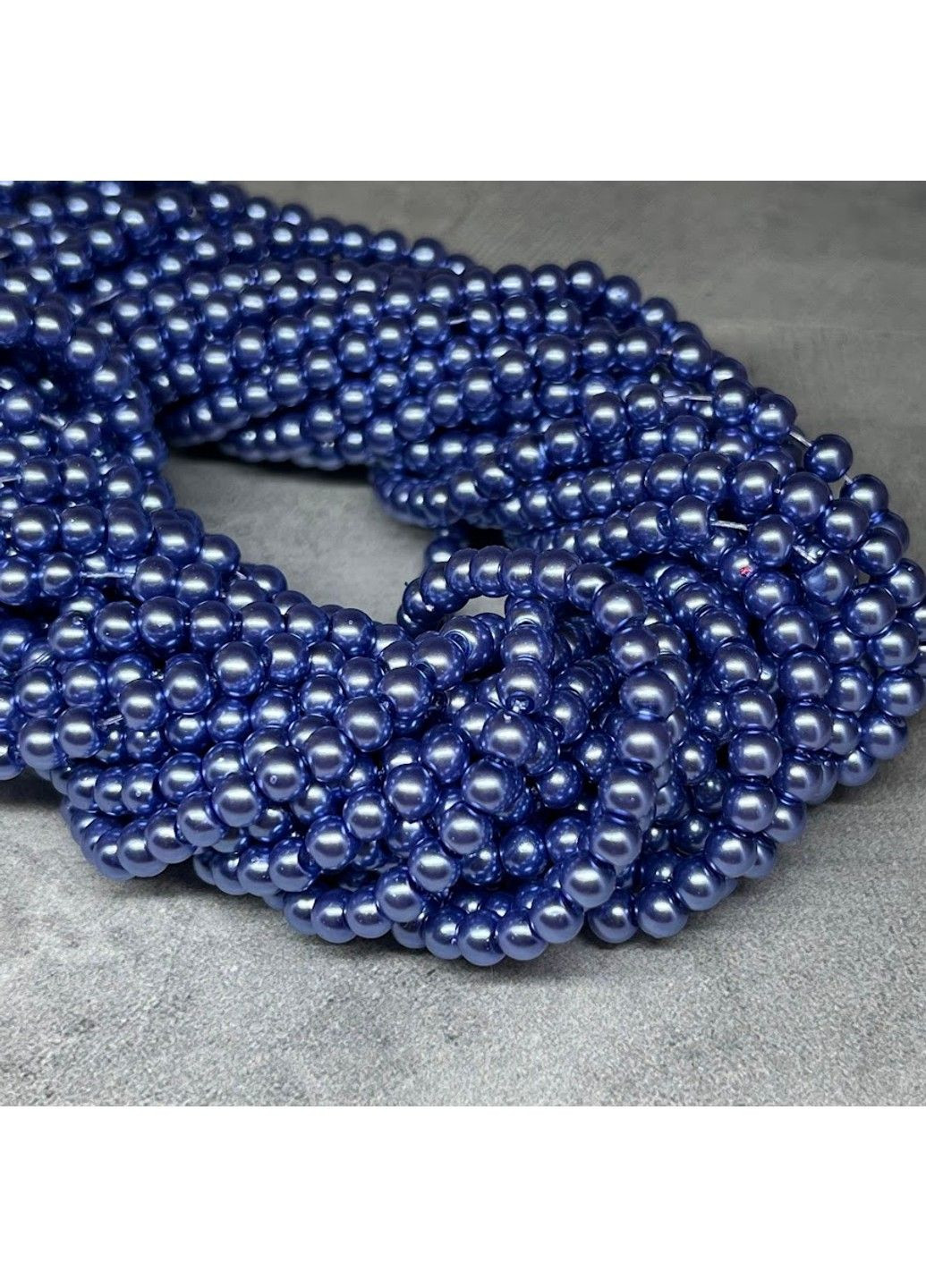 Жемчуг стеклянный 4 мм, цвет- темно-голубой, 218 шт No Brand (315504731)