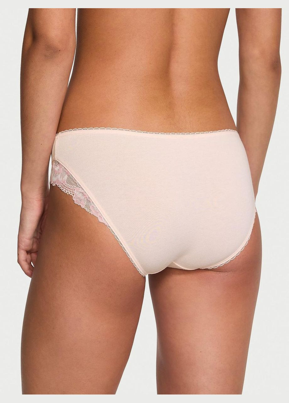 Женские трусики Cotton LaceTrim Bikini XS розовые Victoria's Secret (286048207)