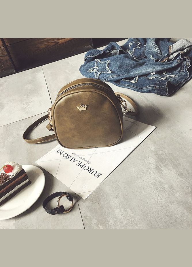 Мини сумка через плечо с короной из эко-кожи Хаки (sku_226) No Brand (330576031)