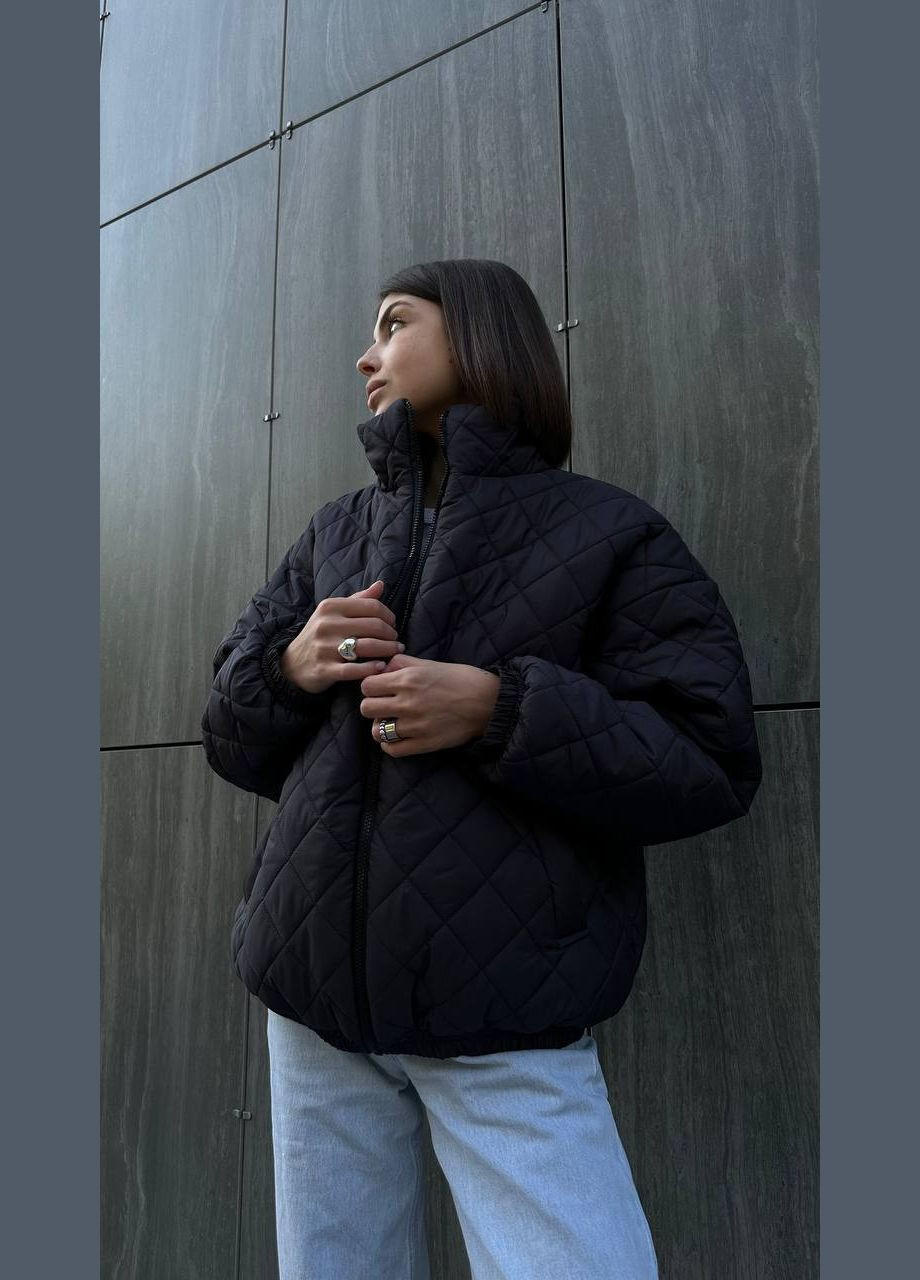 Черная стеганая куртка на силиконе 200 подкладка из основы куртка-пальто No Brand