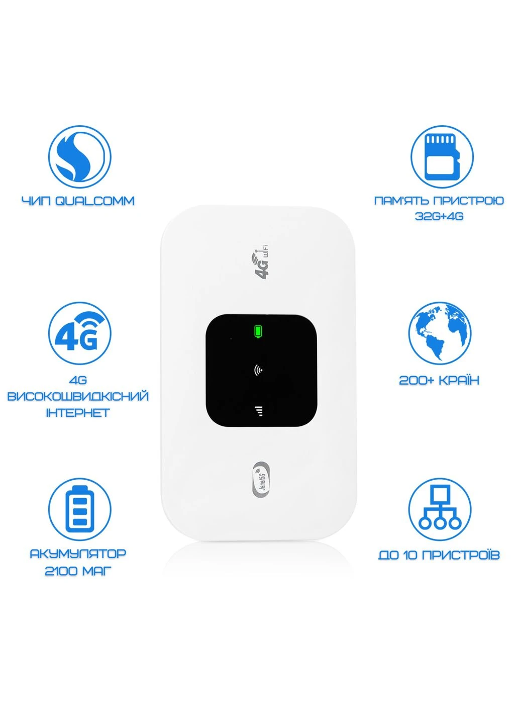 Мобільний роутер MIFI 4G переносний модем для підключення до інтернету з акумулятором 150 Мбіт/с кишеньковий Wi-Fi роутер No Brand MF800MF800 (387191354)