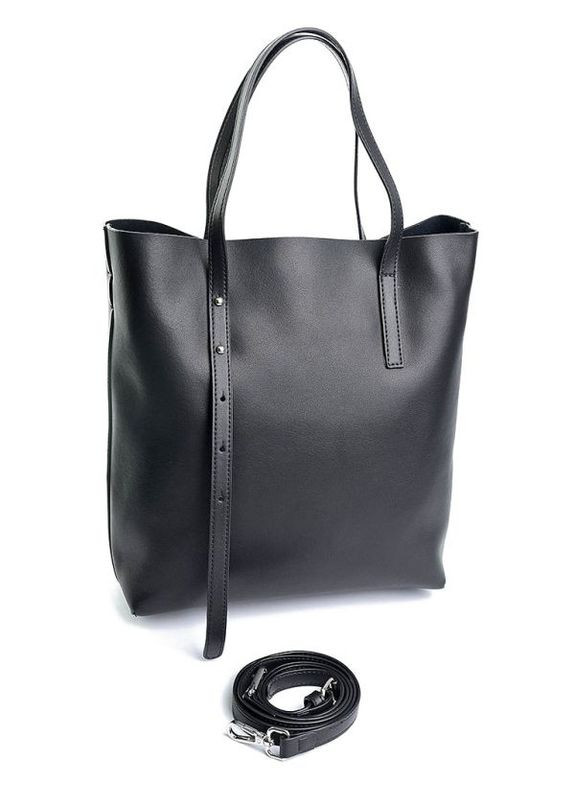 Сумка шкіряна функціональна шоппер жіноча чорна No Brand (291063735)