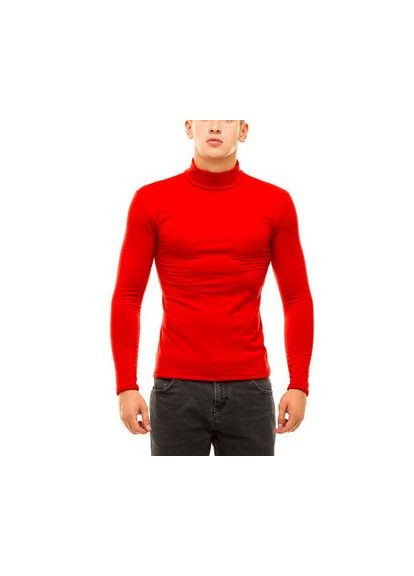 Водолазка гольф чоловічий однотонний класичний з коміром теплий на флісі червоний Leliss (362264816)