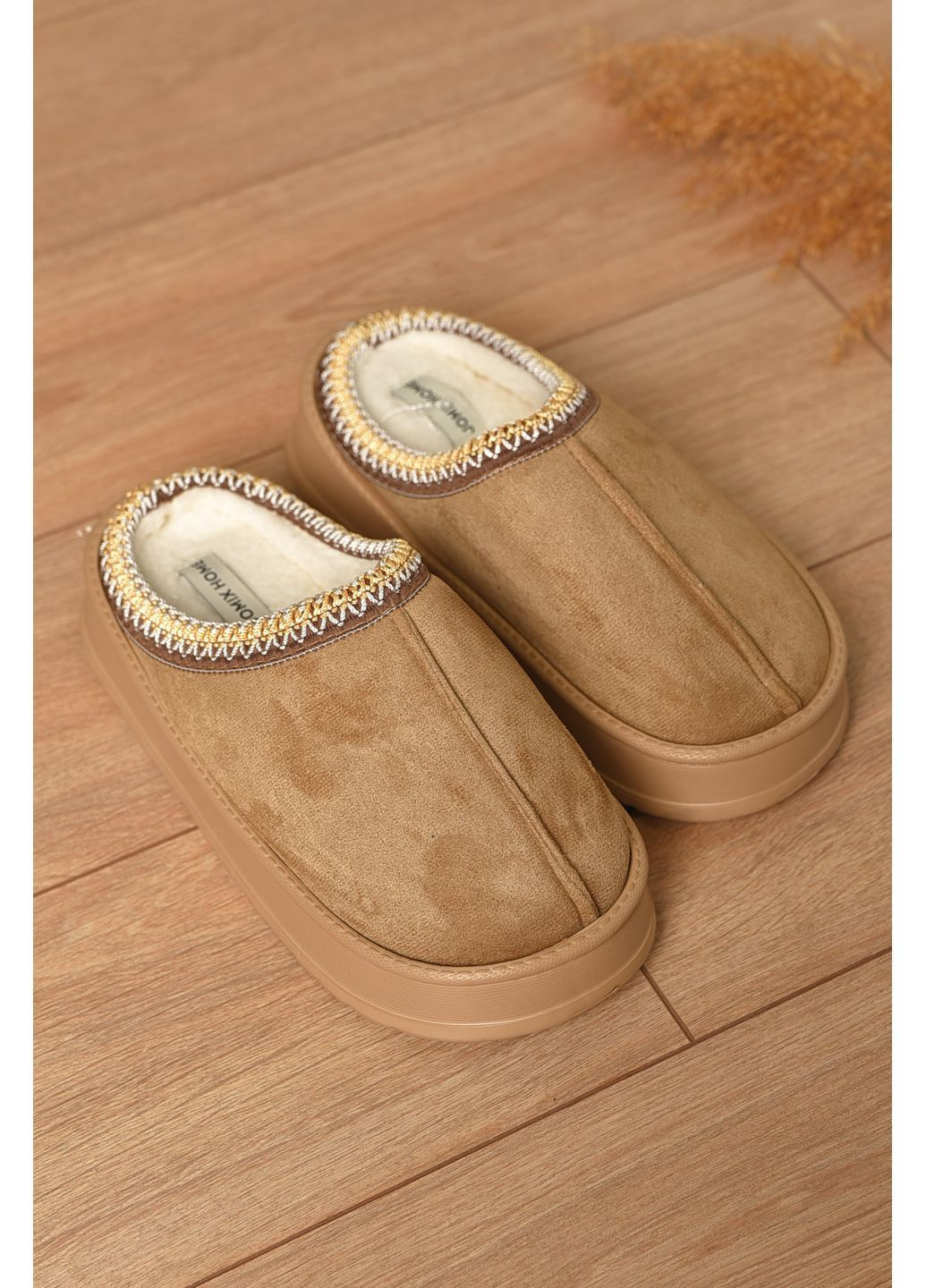 Домашні капці жіночі на хутрі молочного кольору Let's Shop (362082653)