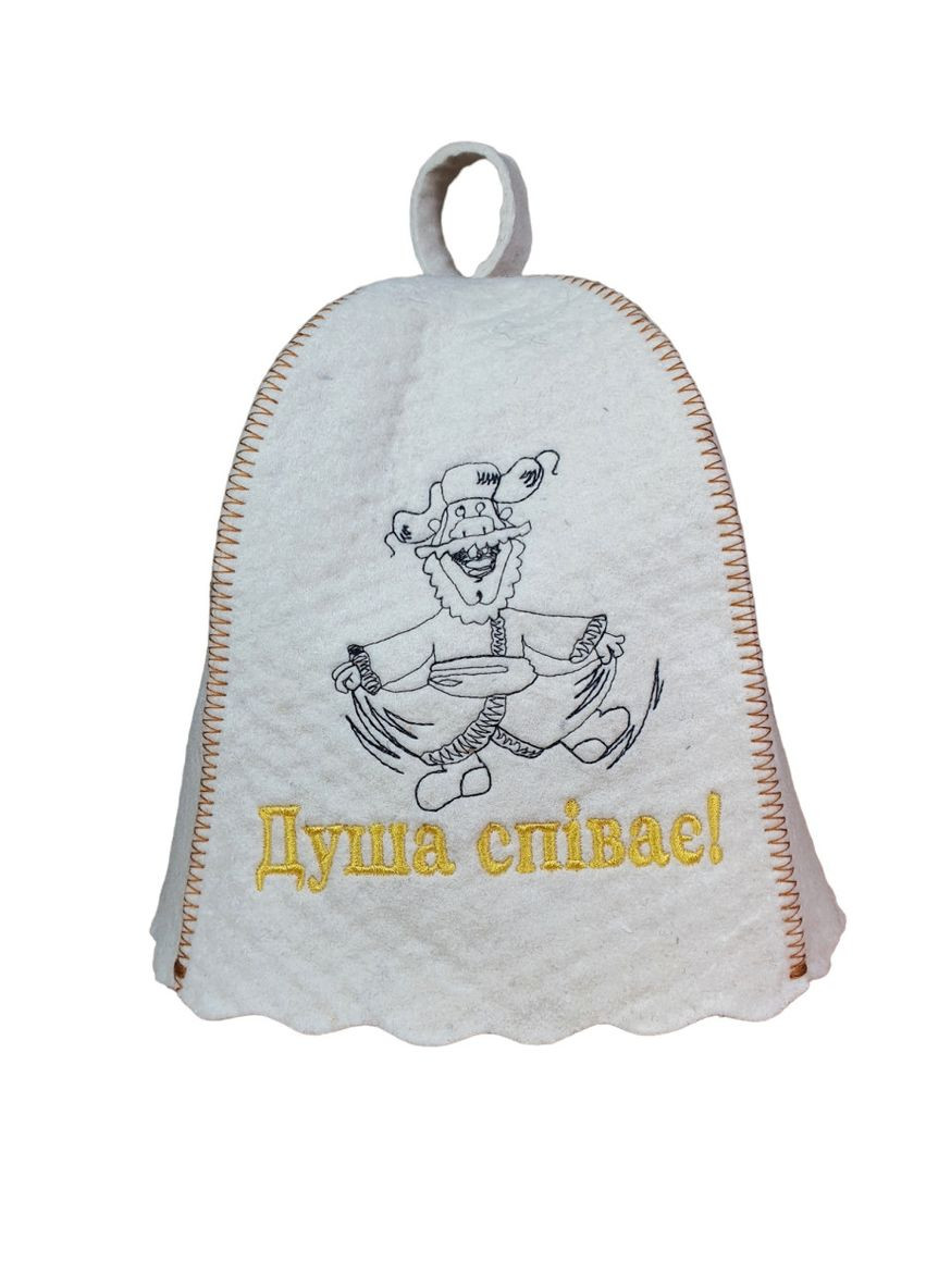 Шапка для лазні "Душа співає", натуральна повсть, білий (LA-128) Luxyart (307400632)