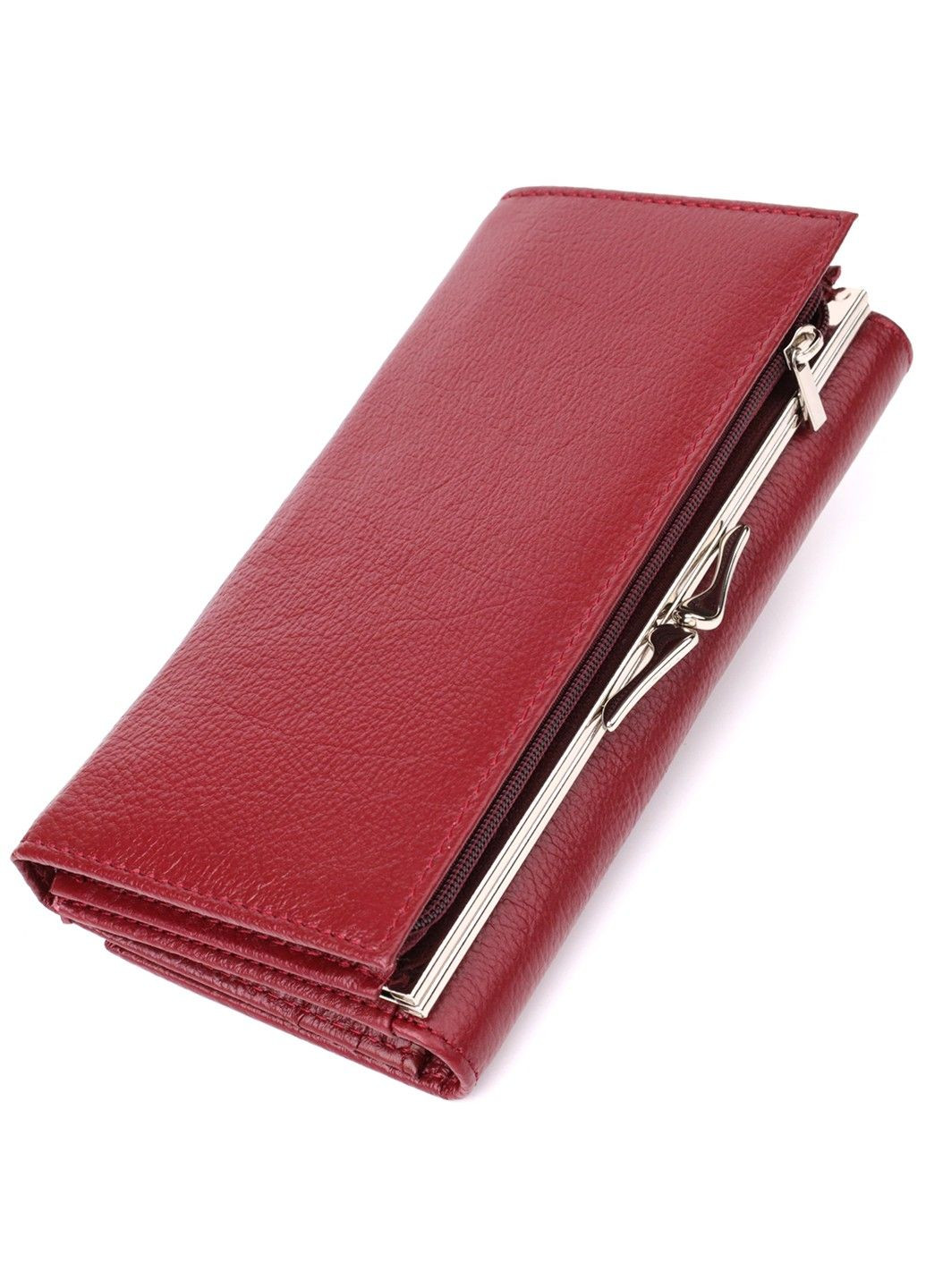 Модний жіночий гаманець на магнітах із натуральної шкіри 23113 Бордовий st leather (330359578)