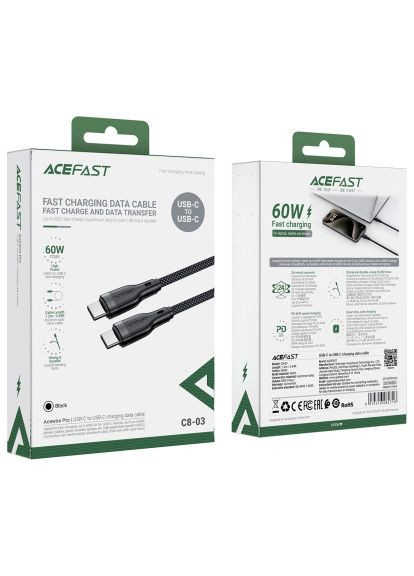 Кабель USB 2.0 Type-C M-M, 1,2 м, 60W, C8-03 Acefast (397098237)