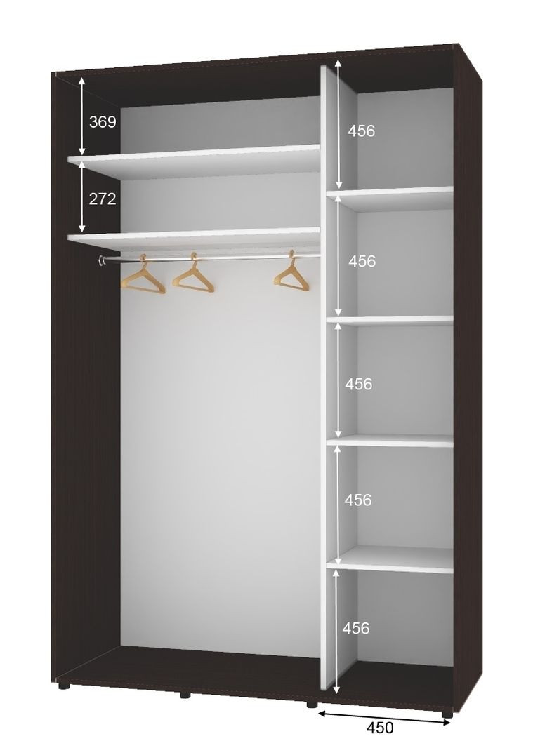 Шкаф-купе двухдверный Комфорт Мебель 150*60*240 см Венге 2 двери ДСП Стандарт Комфорт Меблі (360433918)