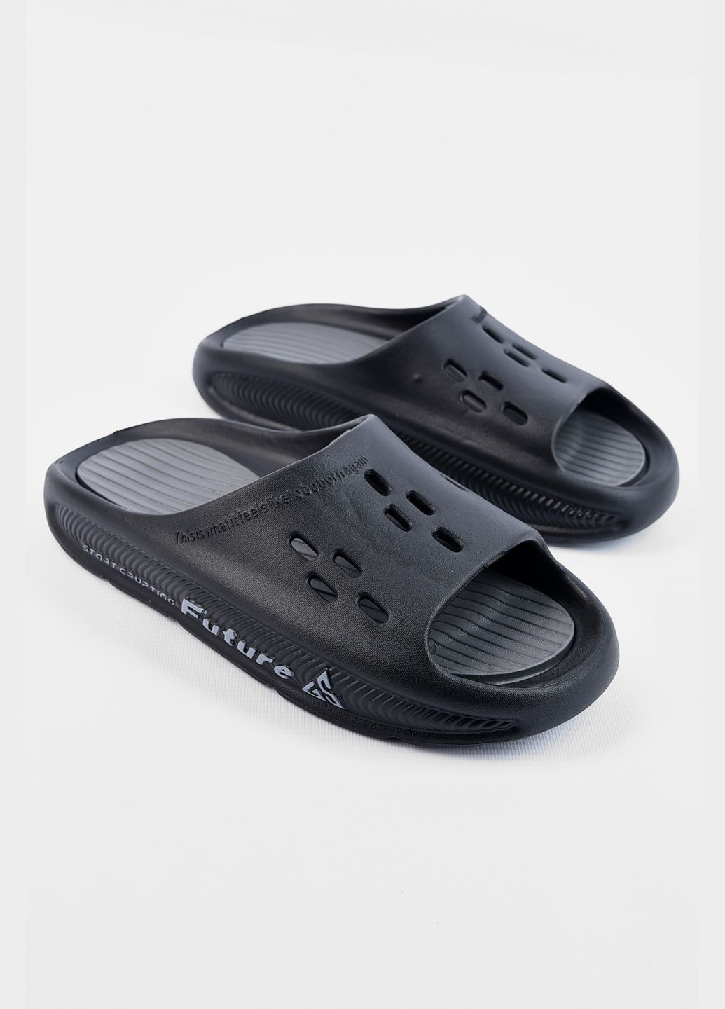 Черные кэжуал шлепанцы мужские пена черного цвета Let's Shop