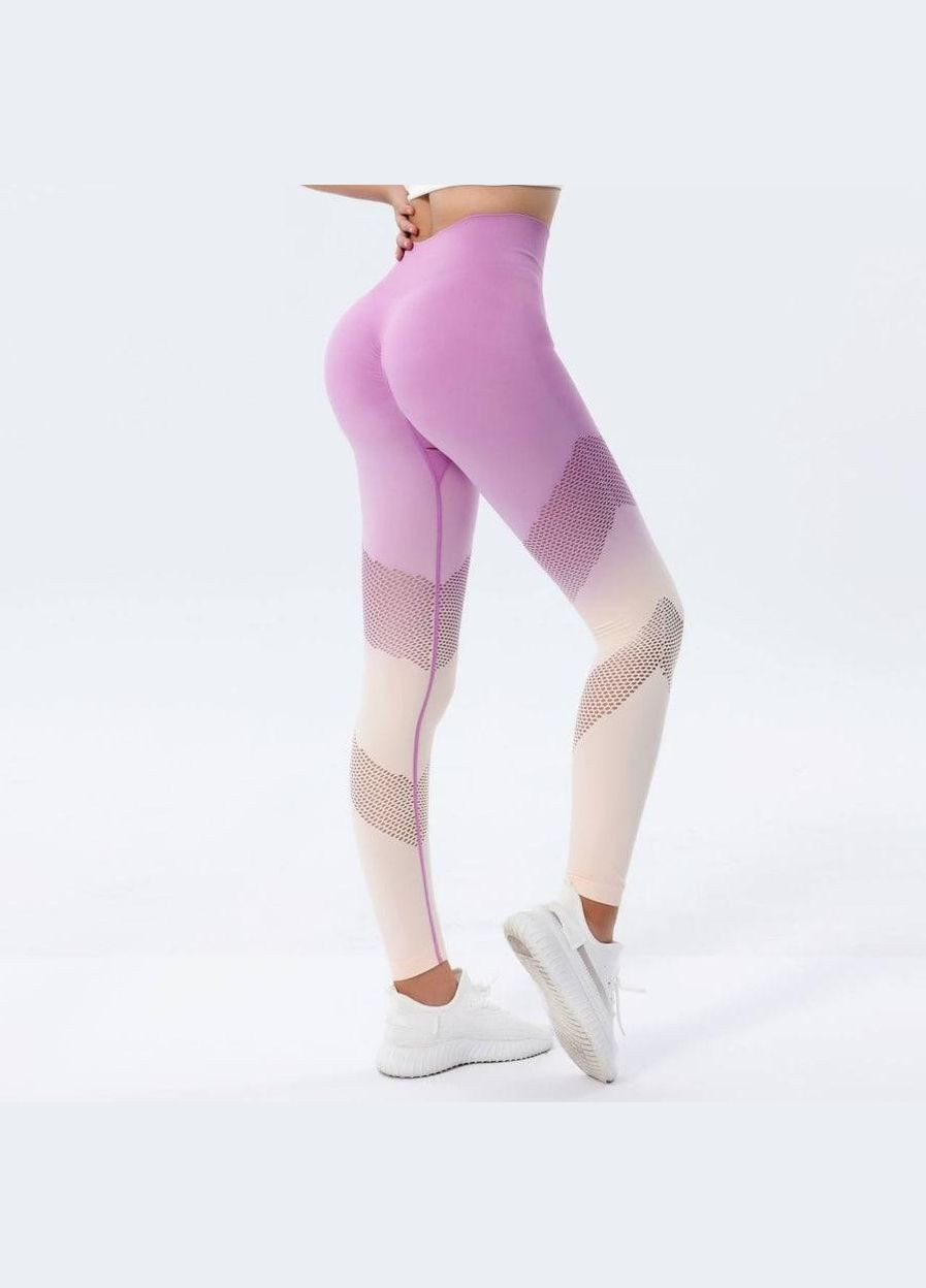 Легінси з градієнтом та перфорацією фіолетово-жовтого кольору, розмір L Trends (330756787)