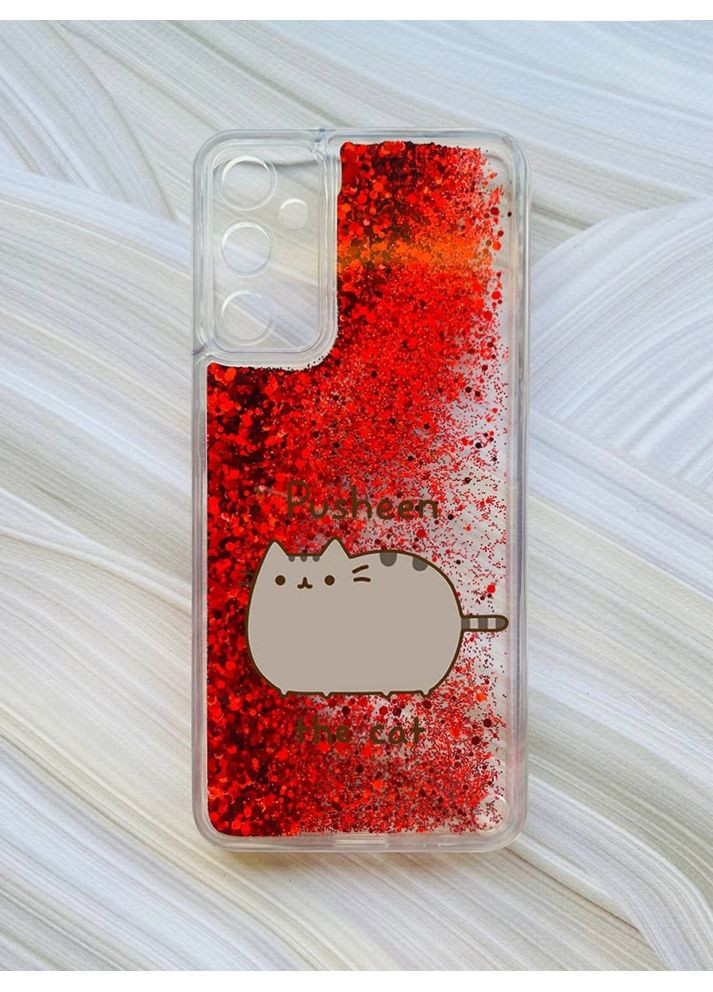 Чехол с плавающими красными блестками на Samsung Galaxy A15 (A155) Пушин котик (принт 412) Creative (356126283)