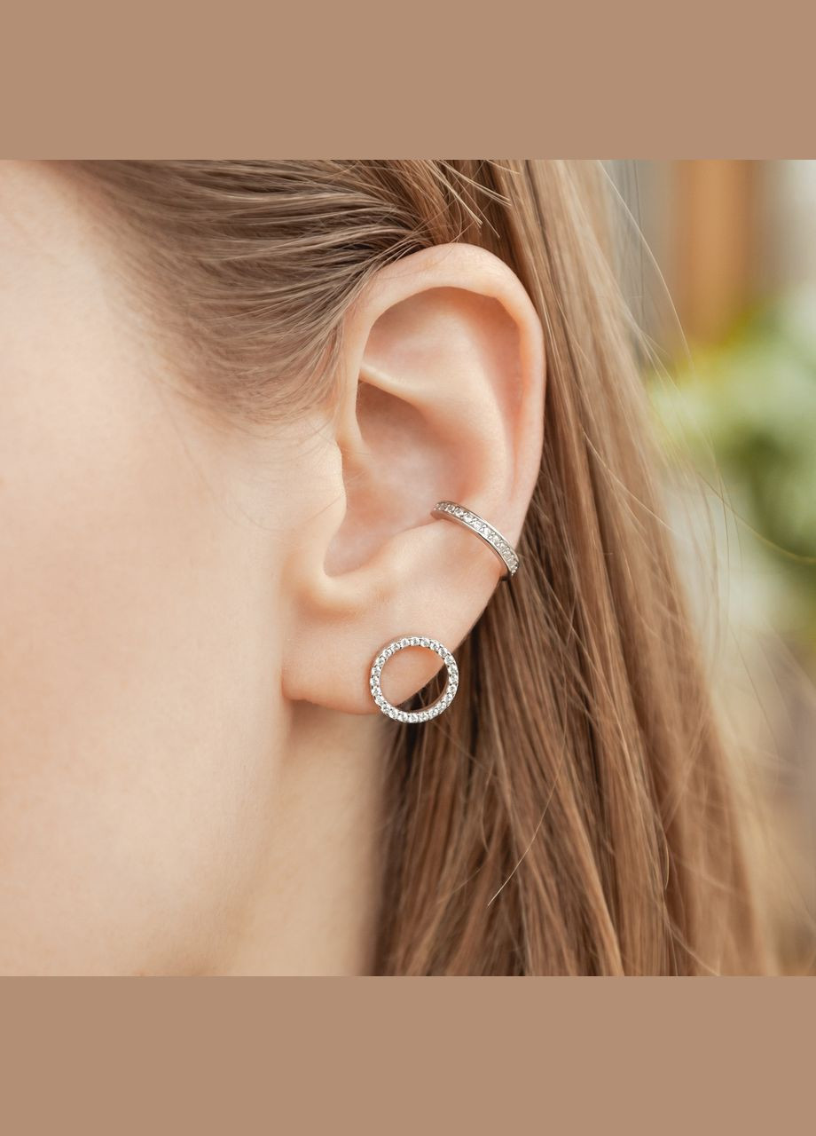 Серебряные серьги с фианитами. Каштан (342334928)