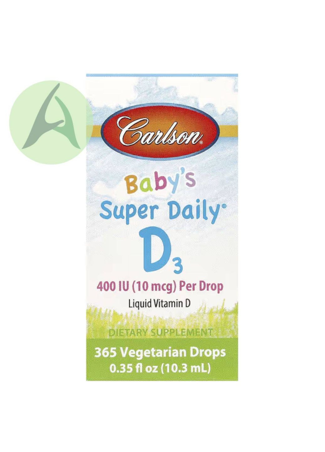 Super Daily, витамин D3 для детей, 10 мкг (400 МЕ), 10,3 мл Carlson Labs (370135442)