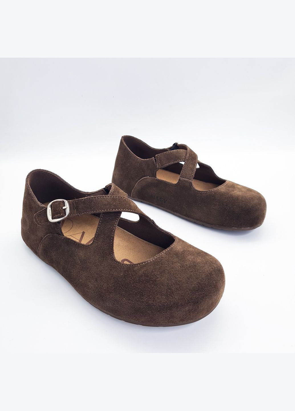 Жіночі балетки (р) замшa 0-1-1-200184-1 ALLSY | темно-коричневі (328836477)