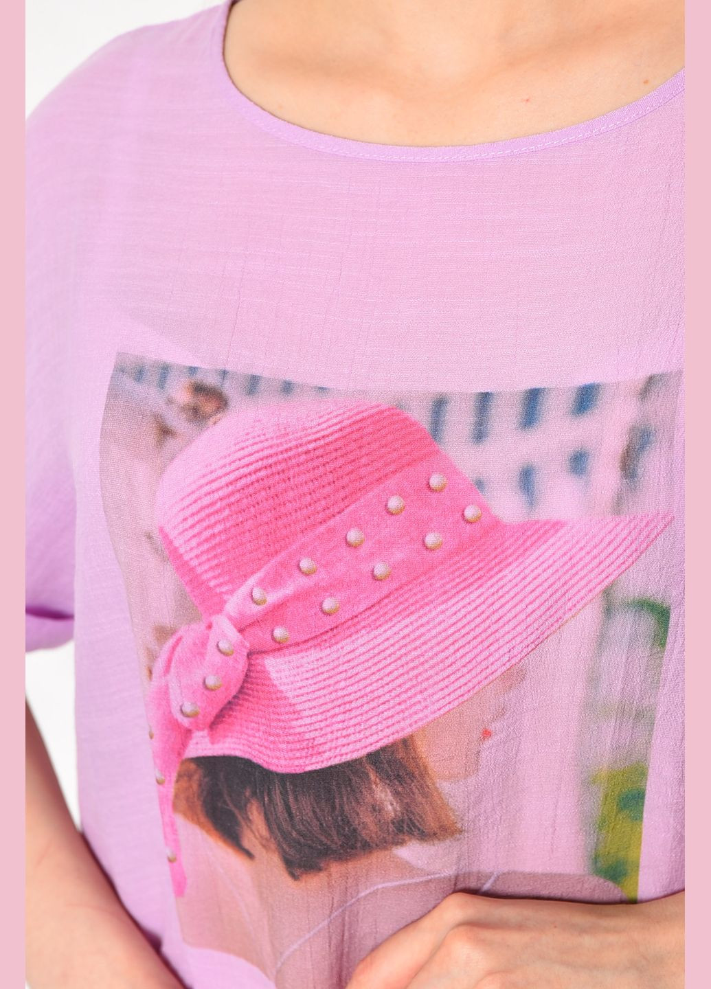 Фіолетова літня футболка жіноча напівбатальна фіолетового кольору Let's Shop