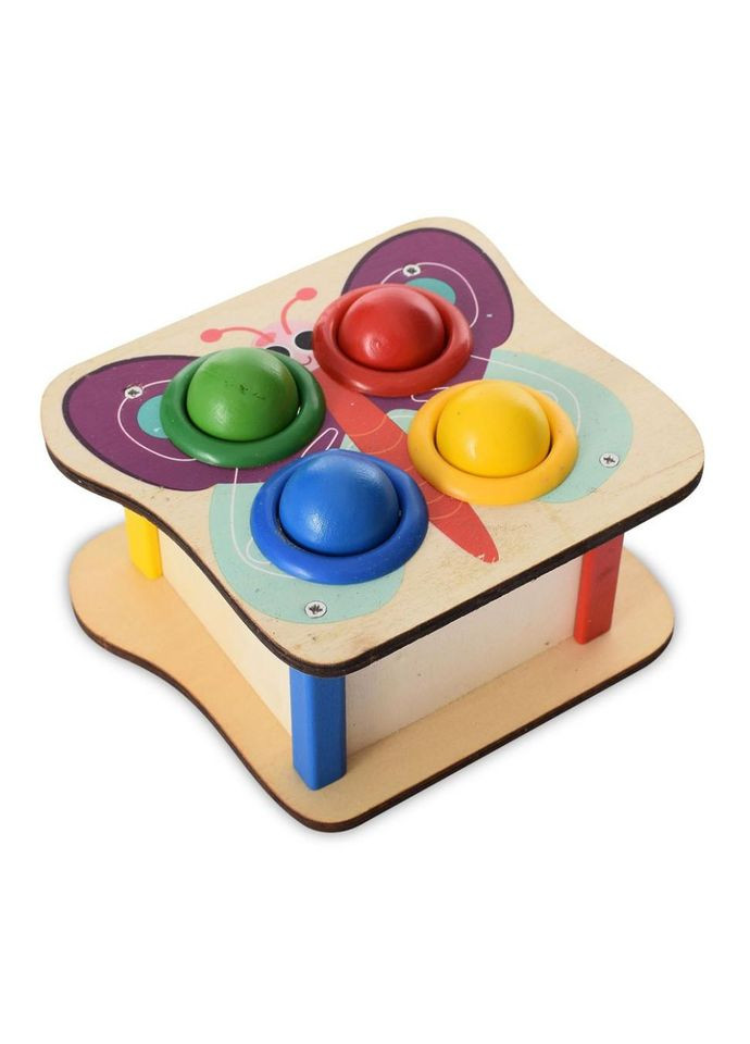 Дерев'яна іграшка стукачка "Метелик" MD 1682E, молоток No Brand (365639167)