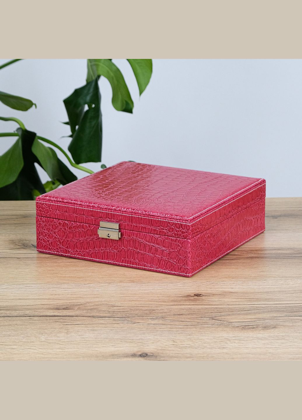 Шкатулка для украшений с зеркалом из экокожи крокодил, бархат см (JZ-012-1) Гранд Презент (322190843)