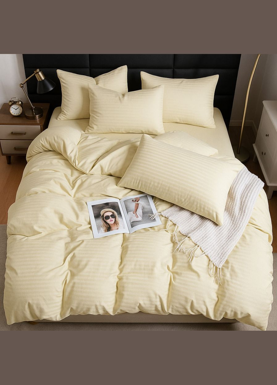 Постільна білизна сімейна молочна Сатин страйп 54001 Ananasko (339078959)