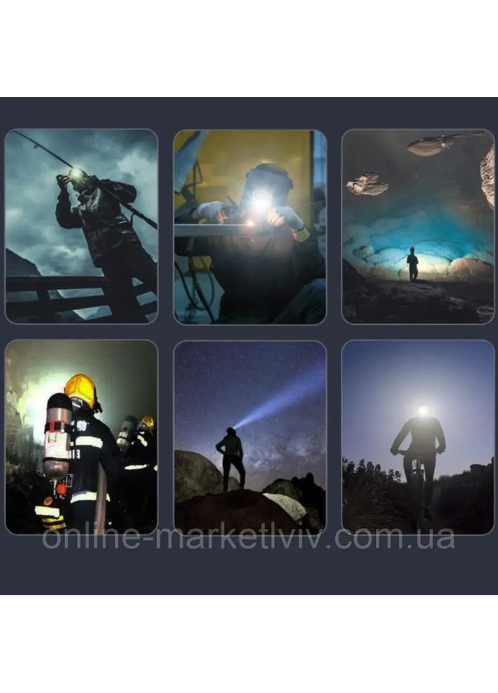 Налобный фонарик с солнечной панелью, от USB, 4 режима, 921/Аккумуляторный фонарик на голову JS (371372303)