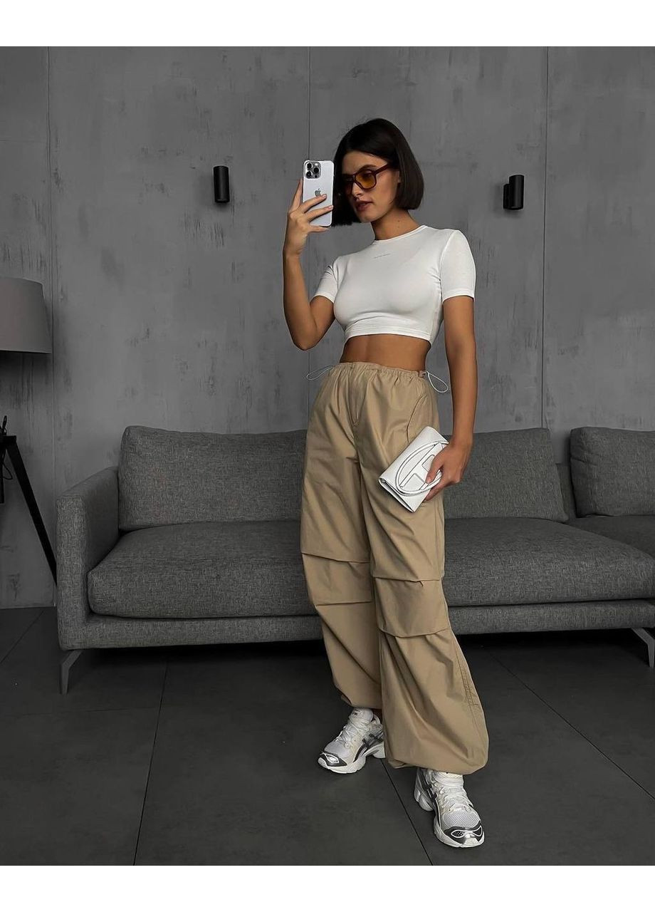 Женские широкие брюки карго из плащевки. Україна (358934395)